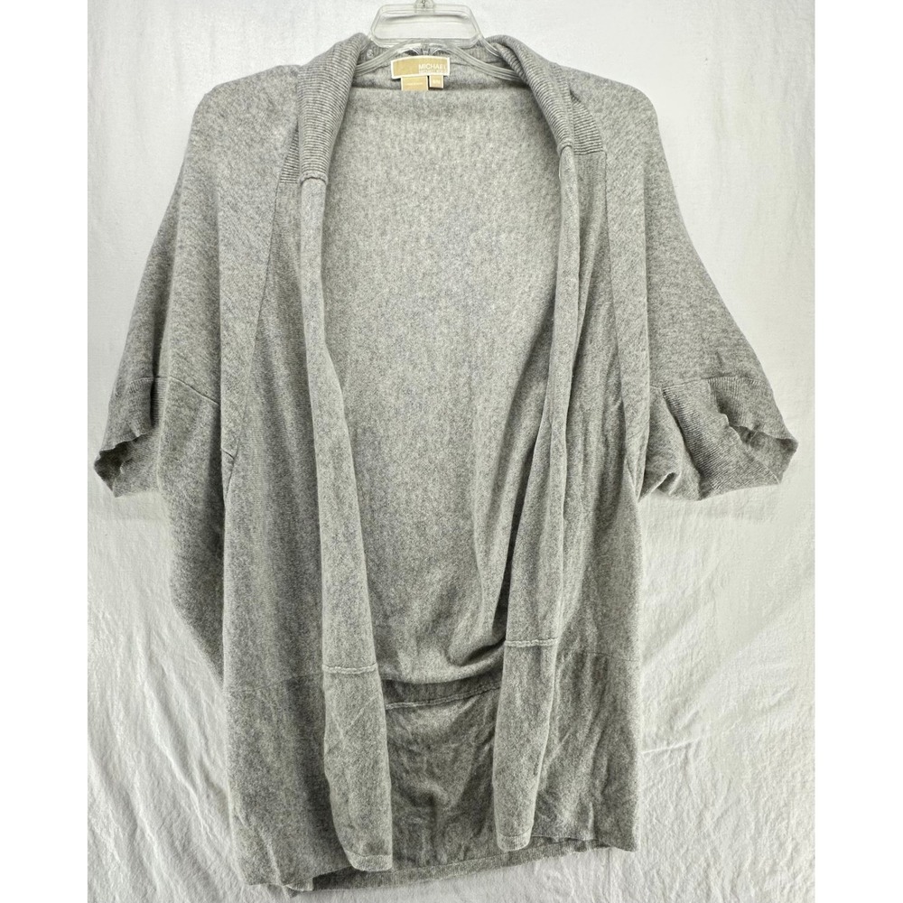 Michael Kors 100% Cashmere Gray Open Front Batwing Cardigan Sweater S/M